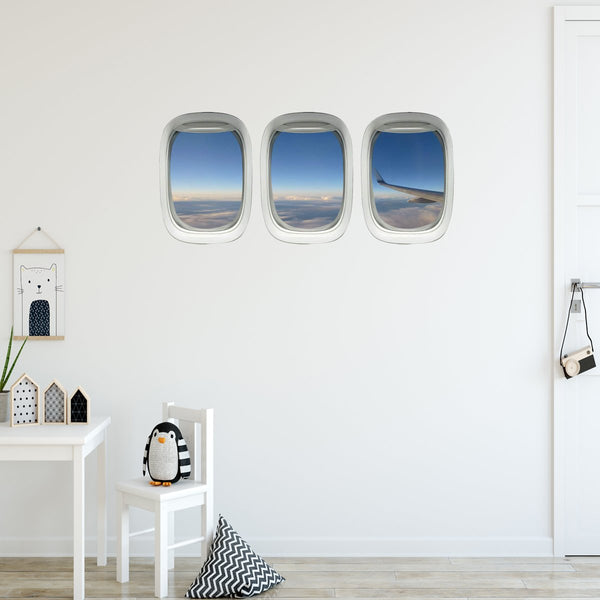 VWAQ Pack of 3 Airplane Window Wings Peel and Stick Vinyl Wall Decal - PPW28 - VWAQ Vinyl Wall Art Quotes and Prints