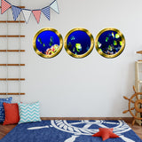 VWAQ Pack of 3 Underwater Fish Peel and Stick Silver Window Porthole Wall Decals - SPW18