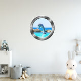 VWAQ Dolphin Breaching Silver Porthole Peel and Stick Vinyl Wall Decal - SP30 - VWAQ Vinyl Wall Art Quotes and Prints