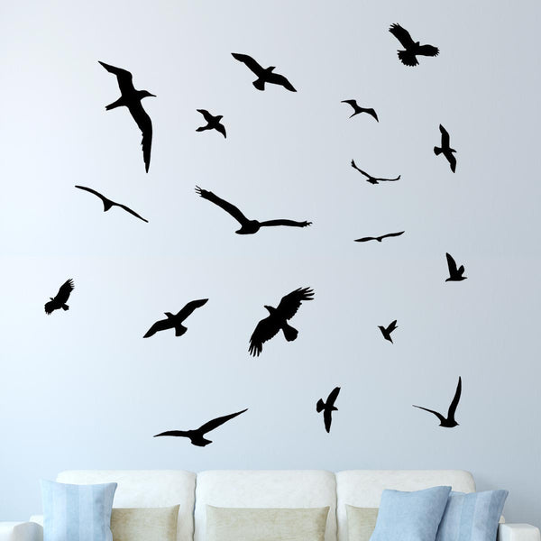 VWAQ Peel And Stick Flock of Birds Vinyl Wall Decal Stickers - VWAQ Vinyl Wall Art Quotes and Prints