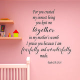 VWAQ For You Created My Inmost Being Bible Scripture Wall Decals Psalm 139:13-14 VWAQ-6842 - VWAQ Vinyl Wall Art Quotes and Prints