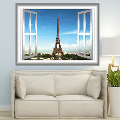 VWAQ Peel and Stick Paris Eiffel Tower Window Frame Vinyl Wall Decal - GJ01 - VWAQ Vinyl Wall Art Quotes and Prints