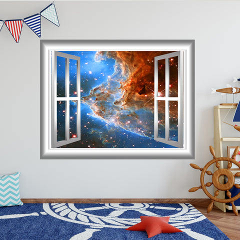 VWAQ Galaxy Window Vinyl Decal - Space 3D Peel And Stick Wall Sticker - GJ92 - VWAQ Vinyl Wall Art Quotes and Prints