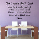 VWAQ God is Great God is Good Let Us Thank Him For This Food Wall Decal Full Version VWAQ-4538-V2 - VWAQ Vinyl Wall Art Quotes and Prints