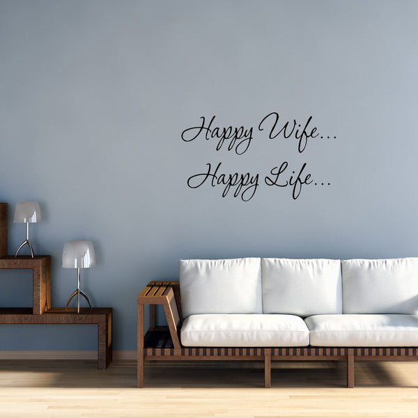 VWAQ Happy Wife Happy Life... Vinyl Wall art Decal - VWAQ Vinyl Wall Art Quotes and Prints
