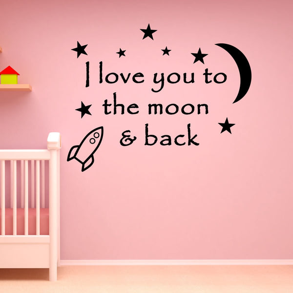 VWAQ I Love You To The Moon and Back Wall Decal - VWAQ Vinyl Wall Art Quotes and Prints