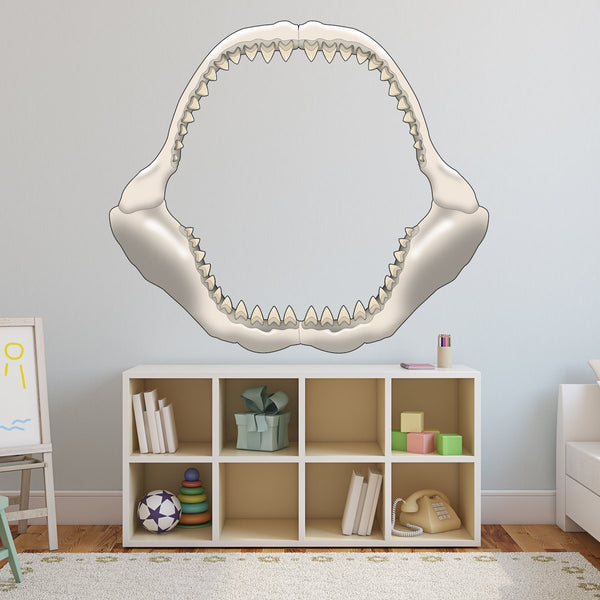 VWAQ Megalodon Jaws Fossil Wall Decal Ancient Giant Shark Mouth Peel & Stick Removable Decal (MGD01)