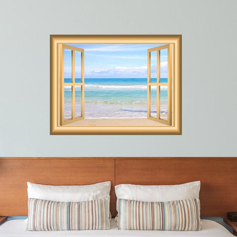 VWAQ Beach Scene Window Frame Peel and Stick Wall Decal - NW3 - VWAQ Vinyl Wall Art Quotes and Prints