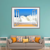 VWAQ Beach Waves Window Frame Peel and Stick Vinyl Wall Decal - NW77 - VWAQ Vinyl Wall Art Quotes and Prints