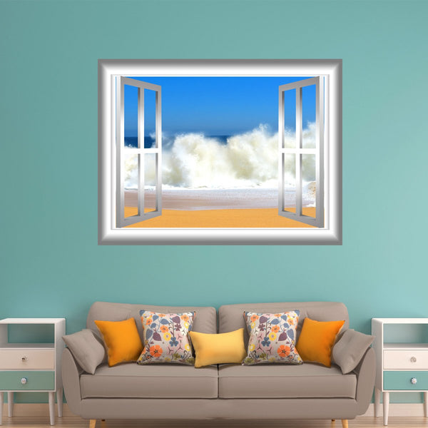 VWAQ Beach Waves Window Frame Peel and Stick Vinyl Wall Decal - NW77 - VWAQ Vinyl Wall Art Quotes and Prints