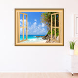 VWAQ Coastline Beach Scene Peel and Stick Window Frame Wall Decal - NW81 - VWAQ Vinyl Wall Art Quotes and Prints