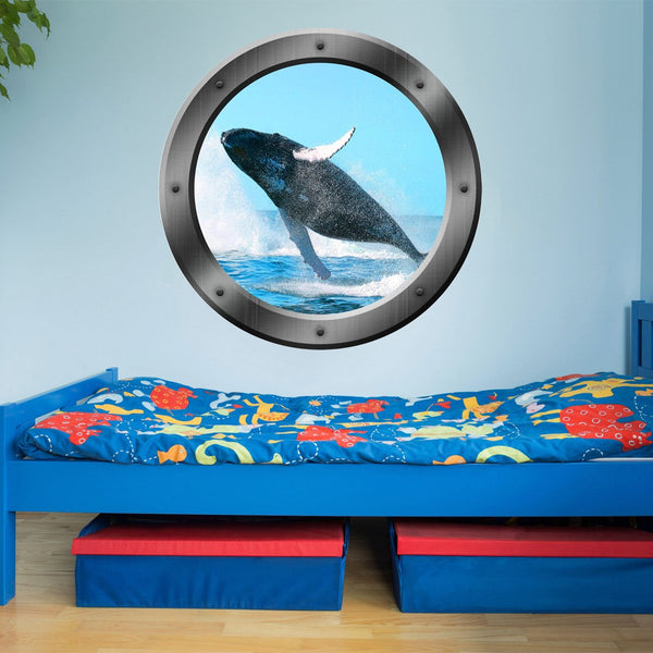 VWAQ Breaching Whale View Sea Porthole Peel and Stick Vinyl Wall Decal - PO6 - VWAQ Vinyl Wall Art Quotes and Prints