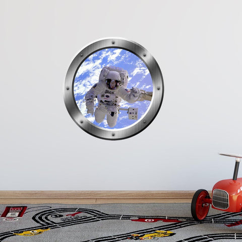 Astronaut Wall Decals For Kids - 3D Outer Space Porthole Stickers For Wall, Spaceman Decal - PS15 - VWAQ Vinyl Wall Art Quotes and Prints