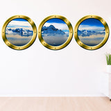 VWAQ Gold Porthole Window Decals For Wall, Arctic Wall Decal - Glacier Wall Art