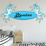 VWAQ Surfer Decal with Name Custom Surfboard Wall Stickers Personalized for Kids - SU01-P - VWAQ Vinyl Wall Art Quotes and Prints
