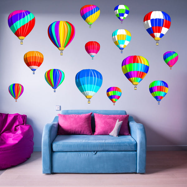 VWAQ Hot Air Balloons Vinyl Wall Decals for Kids Rooms Nursery Stickers Decor 15Pcs - TTC4-P - VWAQ Vinyl Wall Art Quotes and Prints