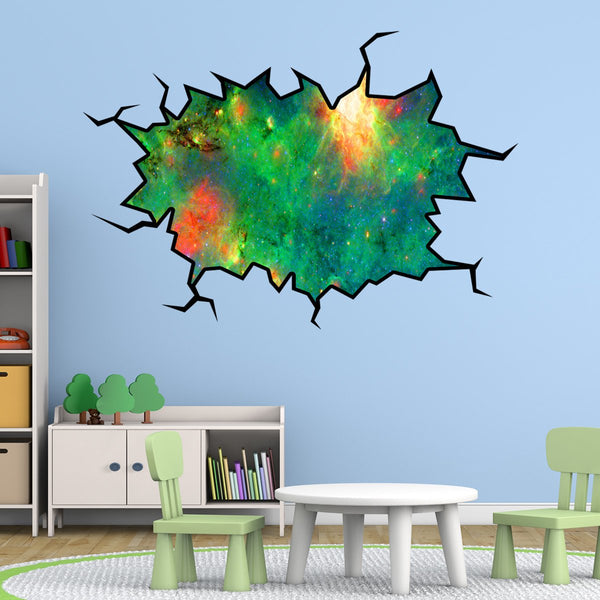 VWAQ Space Nebula Wall Crack Peel & Stick Galaxy Space Removable Decal