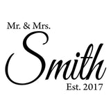 VWAQ Mr. & Mrs. Custom Wall Decal with Date Established -Insert Name- Personalized Wedding Decal - VWAQ Vinyl Wall Art Quotes and Prints