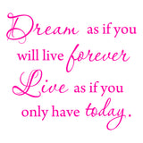 Dream as if You'll Live Forever Live as if You'll Only Have Today Wall Decal VWAQ