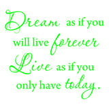 Dream as if You'll Live Forever Live as if You'll Only Have Today Wall Decal VWAQ