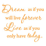 Dream as if You'll Live Forever Live as if You'll Only Have Today Wall Decal VWAQ