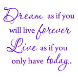 Dream as if You'll Live Forever Live as if You'll Only Have Today Wall Decal VWAQ