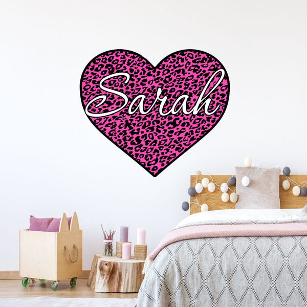 VWAQ Custom Name Pink Cheetah Print Wall Decal - GH3 - VWAQ Vinyl Wall Art Quotes and Prints