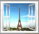 VWAQ Peel and Stick Paris Eiffel Tower Window Frame Vinyl Wall Decal - GJ01 - VWAQ Vinyl Wall Art Quotes and Prints