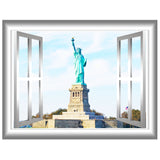 VWAQ Peel and Stick Statue of Liberty Window Frame View Vinyl Wall Decal - GJ94 no background