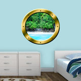 VWAQ Ocean Shoreline Silver Porthole Window View Peel and Stick Vinyl Wall Decal - GP15 - VWAQ Vinyl Wall Art Quotes and Prints