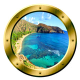 VWAQ Ocean Beach Cliff View Gold Porthole Peel and Stick Vinyl Wall Decal - GP18 - VWAQ Vinyl Wall Art Quotes and Prints