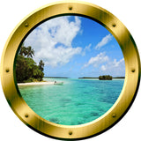 VWAQ Ocean Beach Peel and Stick Gold Porthole Vinyl Wall Decal - VWAQ Vinyl Wall Art Quotes and Prints no background