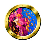 VWAQ School of Fish Underwater Gold Porthole Scene Vinyl Wall Decal - GP2 - VWAQ Vinyl Wall Art Quotes and Prints