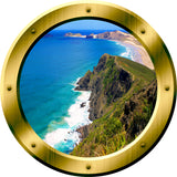 VWAQ Ocean Cliff Window Gold Porthole Peel and Stick Vinyl Wall Decal - VWAQ Vinyl Wall Art Quotes and Prints