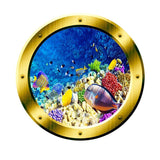 VWAQ Underwater Scene School of Fish Gold Porthole Peel And Stick Vinyl Wall Decal - GP7 - VWAQ Vinyl Wall Art Quotes and Prints