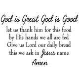 VWAQ God is Great God is Good Let Us Thank Him For This Food Wall Decal Full Version VWAQ-4538-V2 - VWAQ Vinyl Wall Art Quotes and Prints