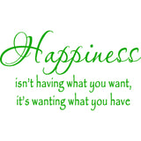 Happiness Isn't Having What You Want Wall Decal VWAQ