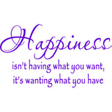 Happiness Isn't Having What You Want Wall Decal VWAQ