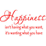 Happiness Isn't Having What You Want Wall Decal VWAQ