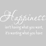 Happiness Isn't Having What You Want Wall Decal VWAQ
