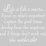 Life is Like a Camera Vinyl Wall Decal VWAQ