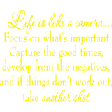 Life is Like a Camera Vinyl Wall Decal VWAQ