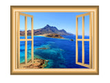 VWAQ Window Frame Wall Decal Mountain Ocean View Peel and Stick Mural - VWAQ Vinyl Wall Art Quotes and Prints no background