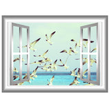 VWAQ Peel and Stick Flock of Seagulls Window Frame Vinyl Wall Decal - NW73 no background