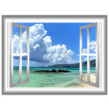 VWAQ Beach Front Window Frame Peel and Stick Vinyl Wall Decal - NW78 - VWAQ Vinyl Wall Art Quotes and Prints