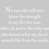No One Else Will Ever Know the Strength of My Love For You Wall Decal VWAQ