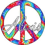 VWAQ Tie Dye Peace Sign with Custom Name Wall Decal - PC13 - VWAQ Vinyl Wall Art Quotes and Prints