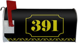 black mailbox cover gold letters