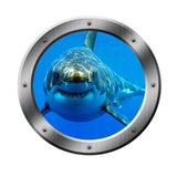 VWAQ Great White Shark Underwater Porthole Peel and Stick Vinyl Wall Decal - PO17 - VWAQ Vinyl Wall Art Quotes and Prints