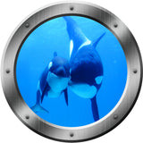 VWAQ Peel and Stick Killer Whales Ocean View Window Porthole Wall Decal - PO20 - VWAQ Vinyl Wall Art Quotes and Prints
